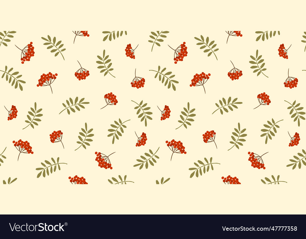 Autumn seamless pattern with rowan vector image Autumn seamless pattern with rowan