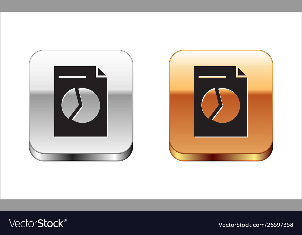 Black document with graph chart icon isolated