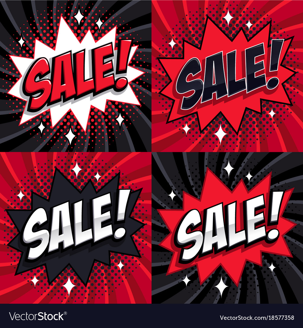 Schwarz friday sale set comic style Template