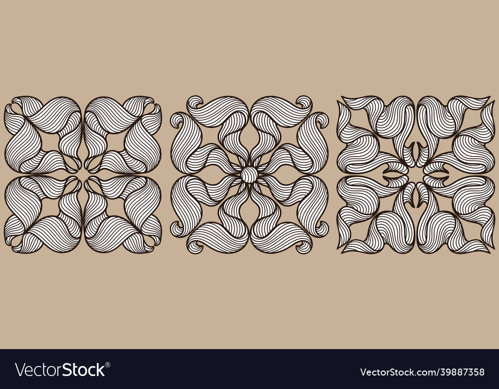 Ceramic tile pattern with wave line curls vector image Ceramic tile pattern with wave line curls