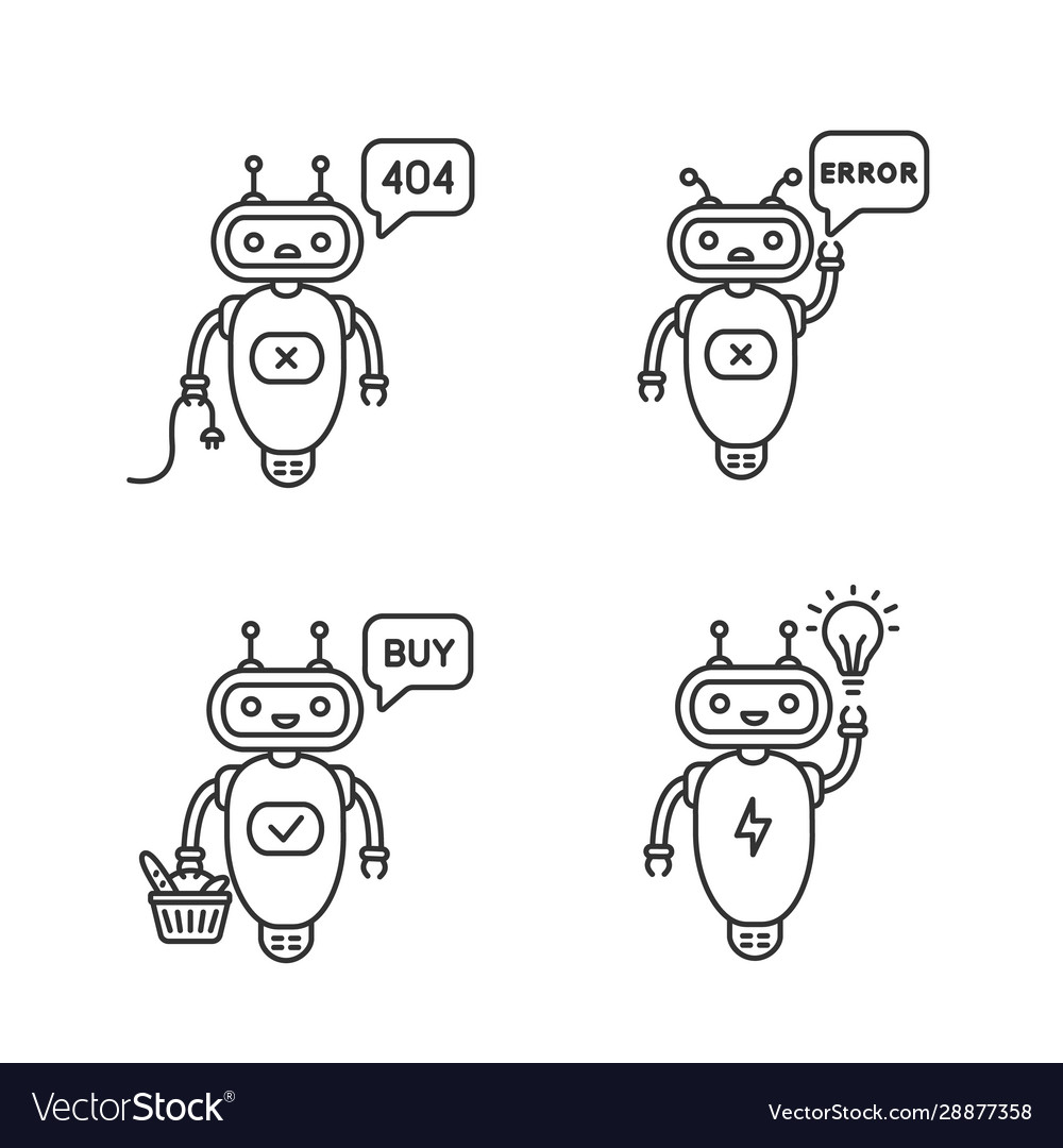 Chatbots linear icons set vector image Chatbots linear icons set