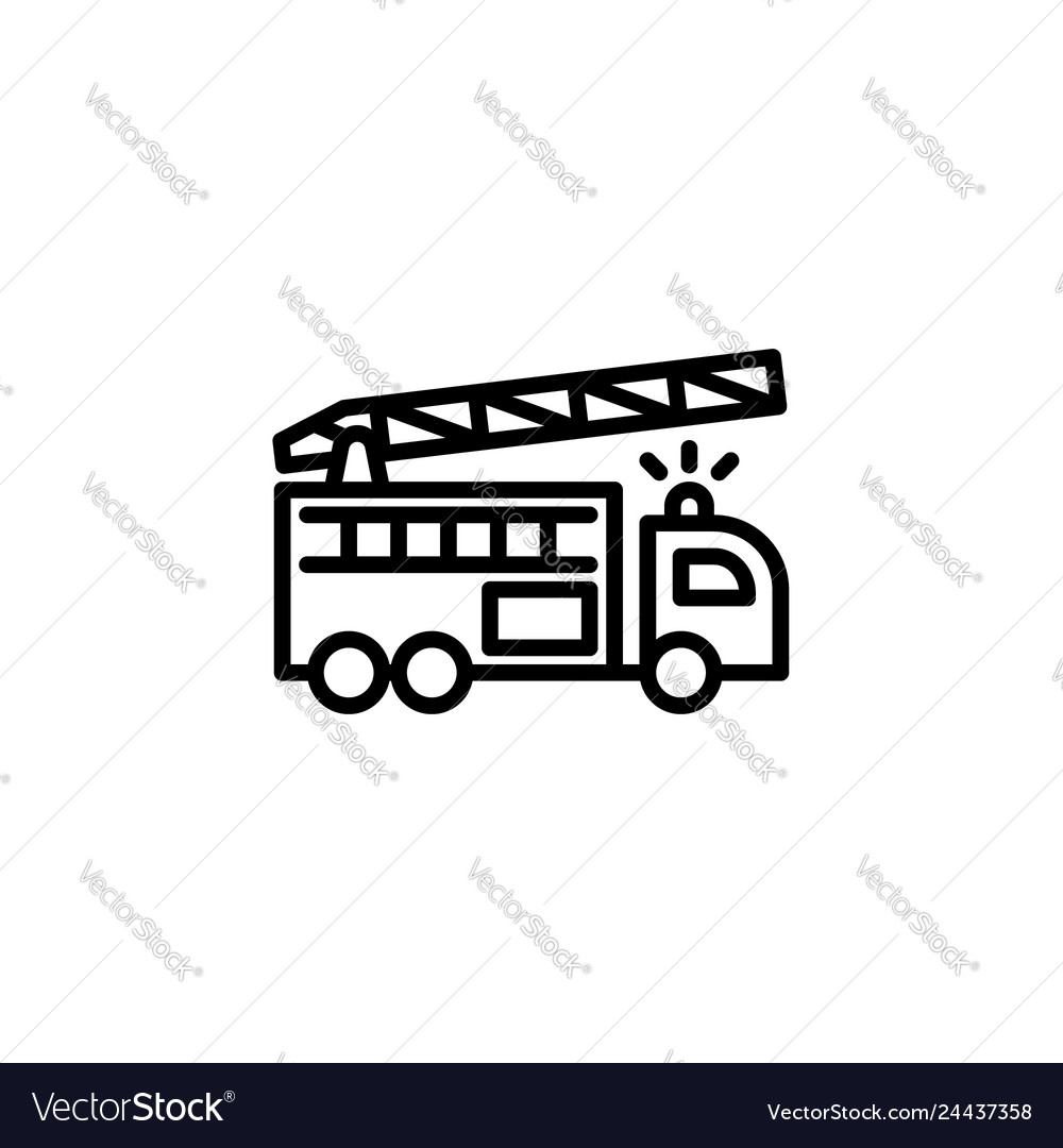 Fire engine icon with line style vector image Fire engine icon with line style