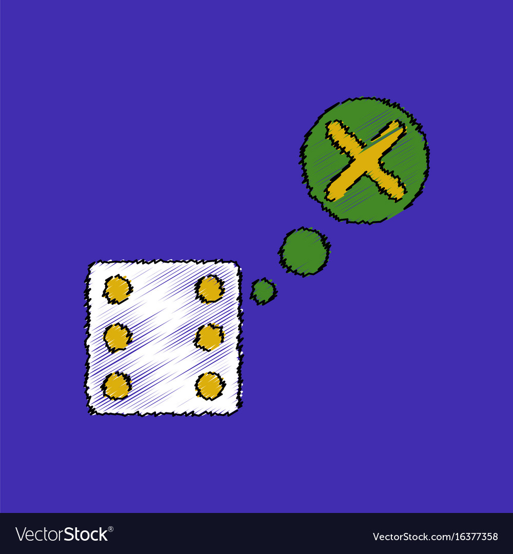 Flat shading style icon dice and x mark
