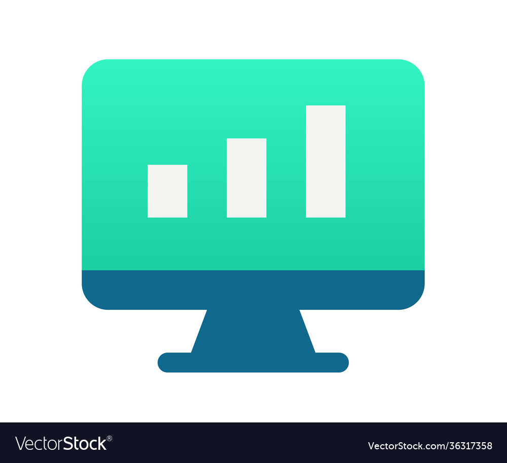 Monitor statistic dashboard single isolated icon vector image Monitor statistic dashboard single isolated icon