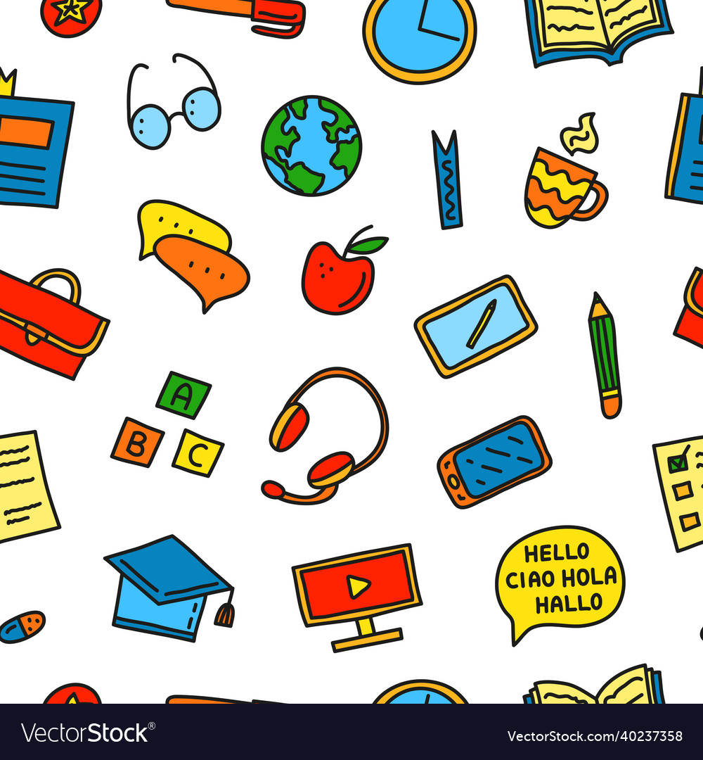 Seamless pattern with language courses icons Vector Image Seamless pattern with language courses icons