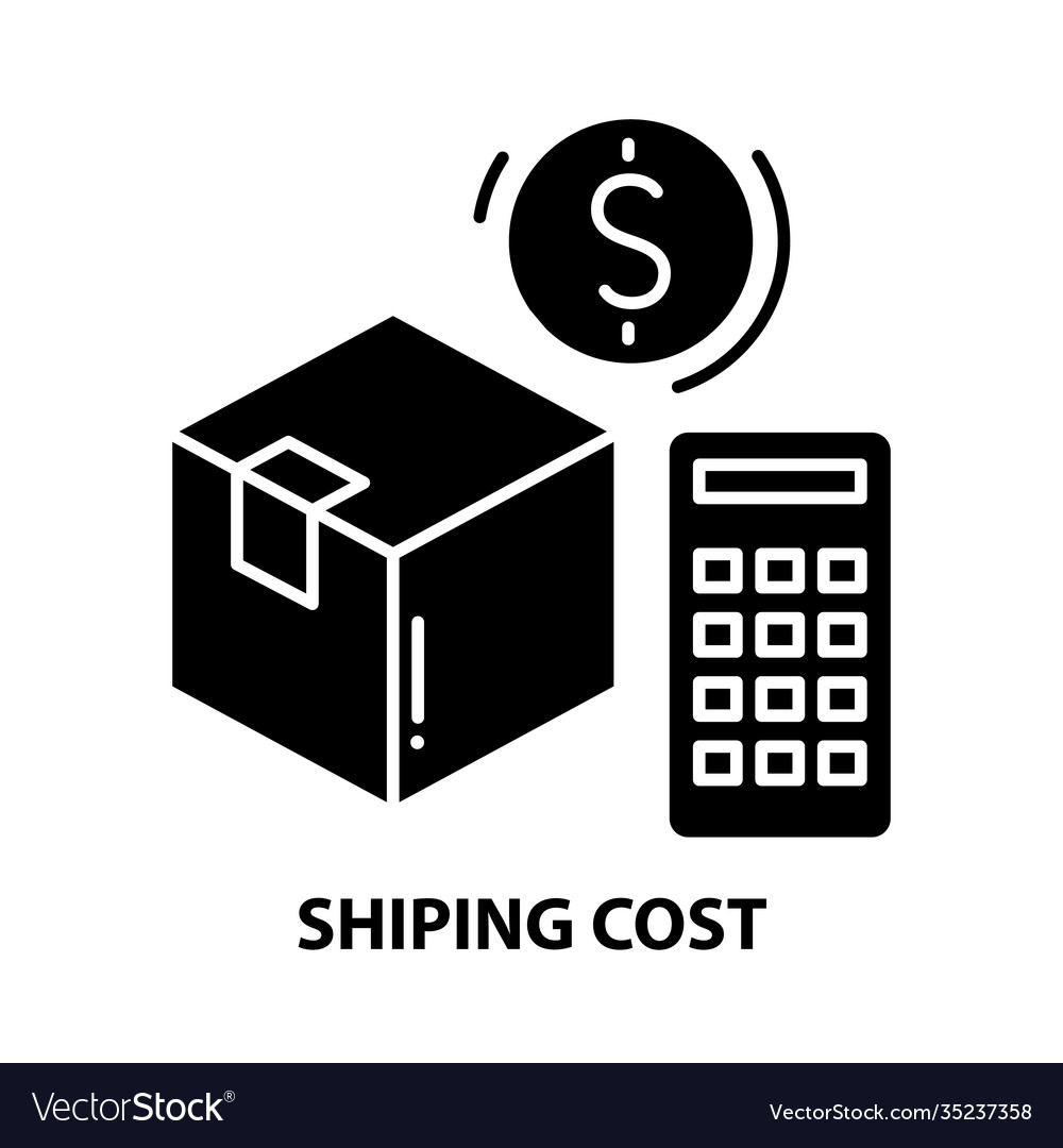 Shipping cost icon black sign with editable