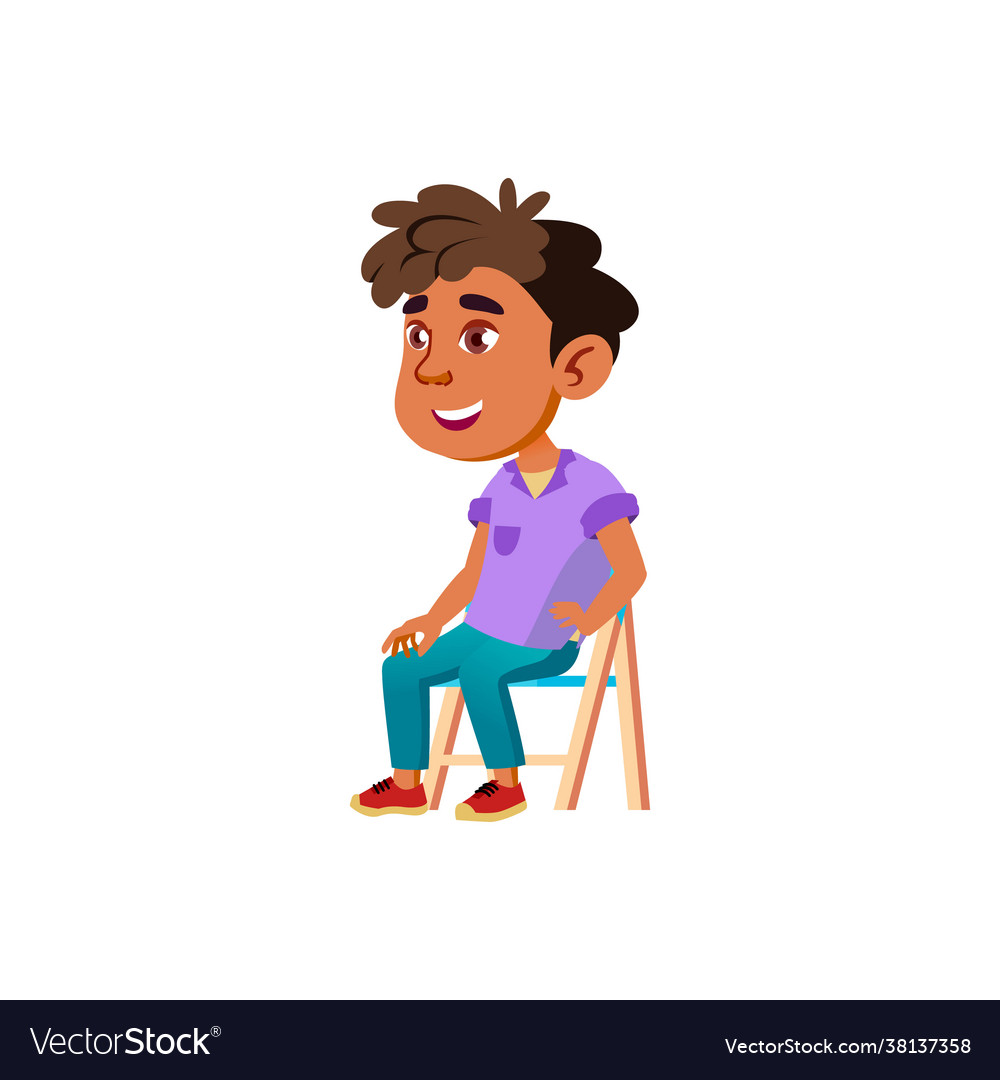 Small hispanic boy watching fantoccini cartoon Vector Image