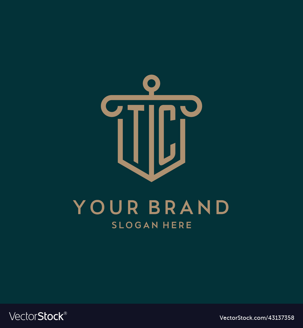 Tc monogram initial logo design with shield