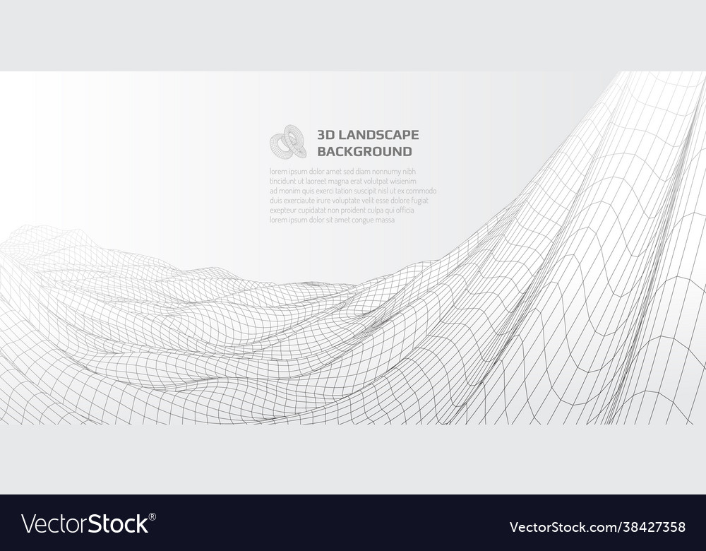 Virtual landscape with 3d lines and waves vector image Virtual landscape with 3d lines and waves