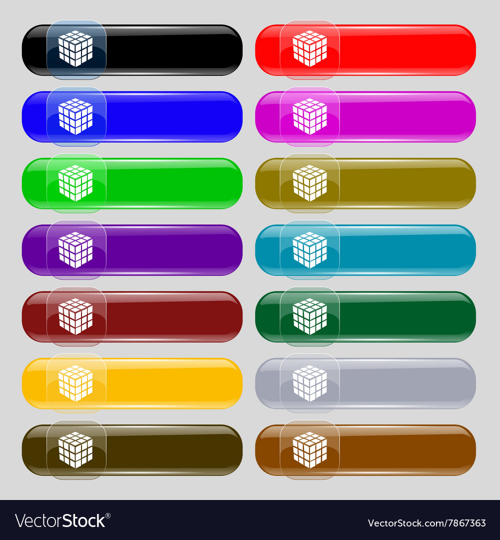 A three sided cube puzzle box in 3d icon sign set