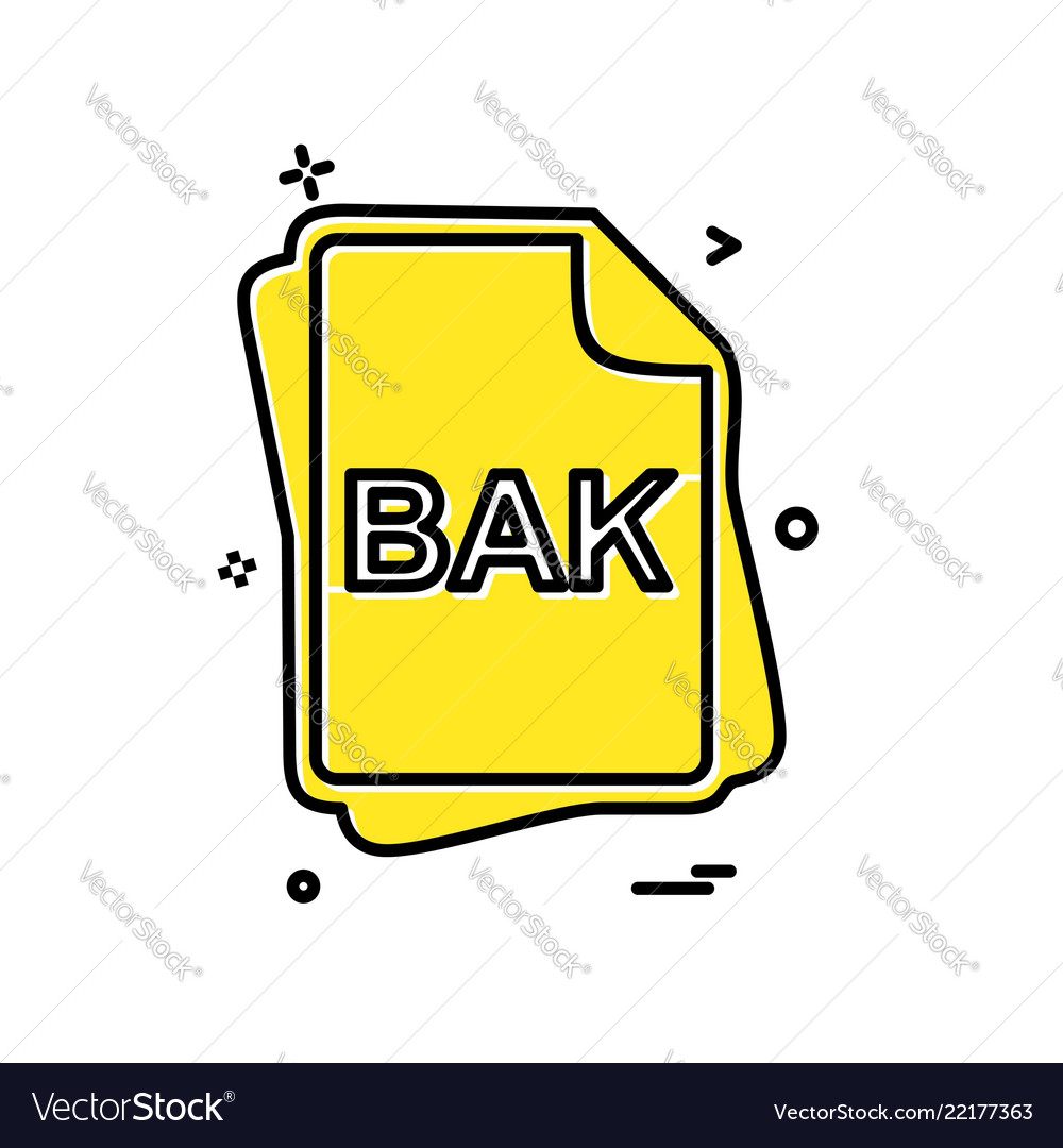 Bak file type icon design vector image Bak file type icon design
