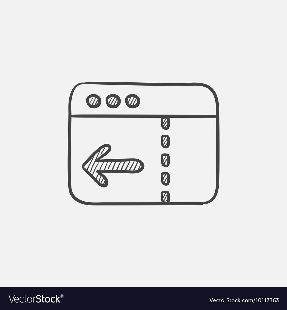 Browser window with arrow left sketch icon