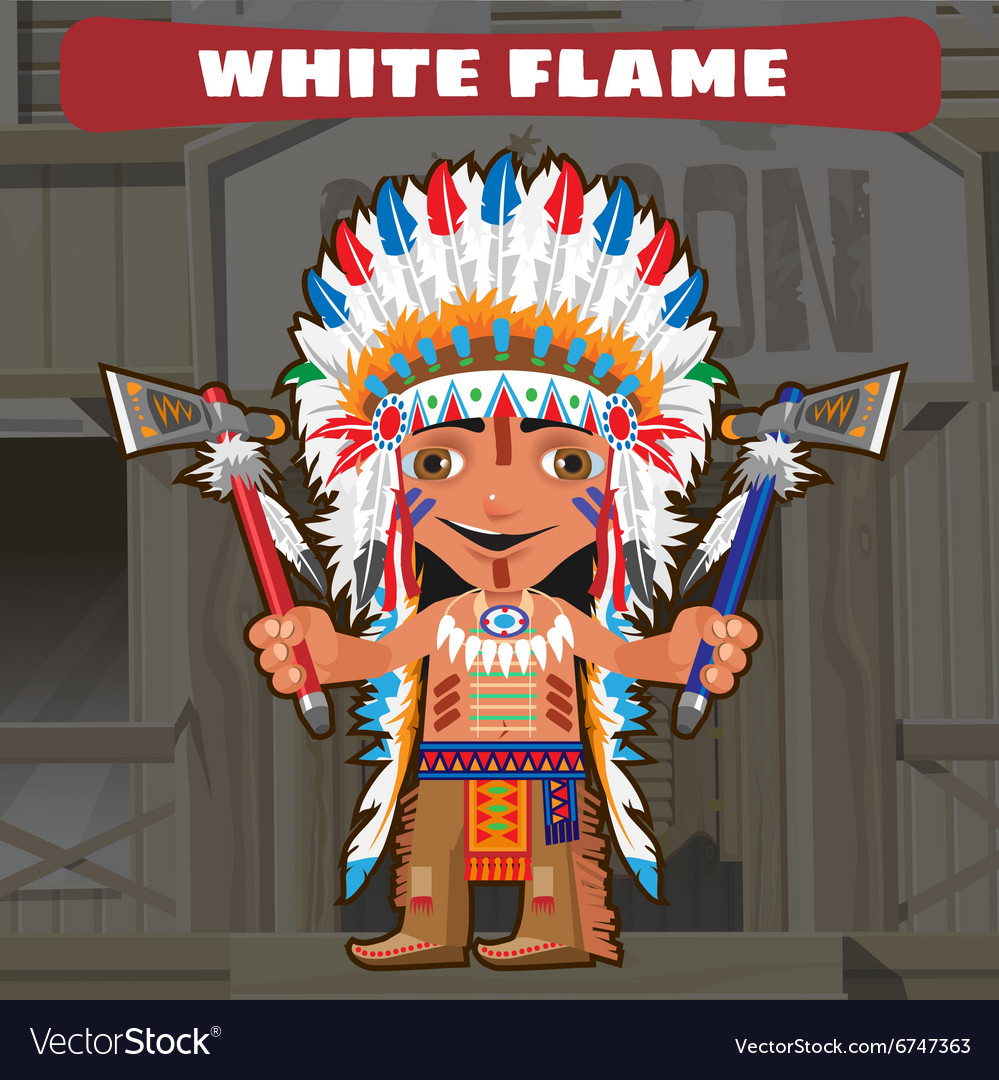 Cartoon character in wild west - white flame Vector Image Cartoon character in wild west - white flame Vector Image