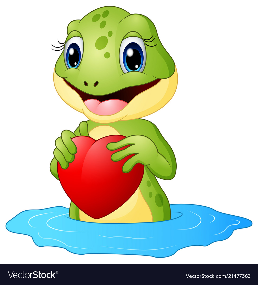 Cartoon frog holding a heart Royalty Free Vector Image