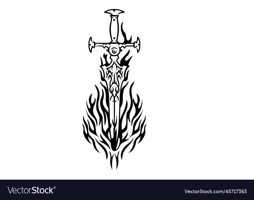 Flaming Sword Image Royalty Free Vector Image - Vectorstock