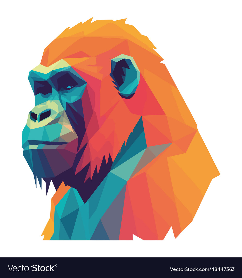 Geometric gorilla animal wildlife Royalty Free Vector Image