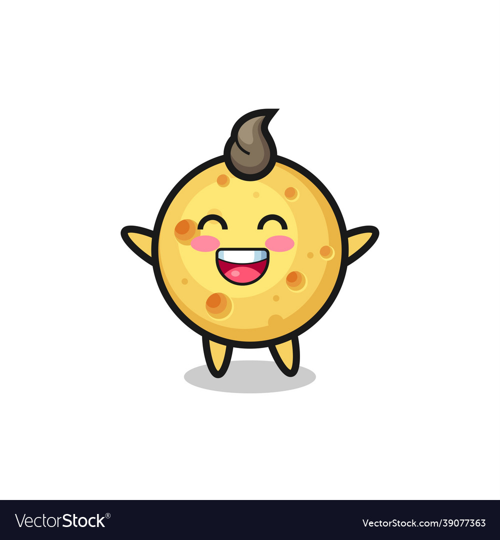 Happy baby round cheese cartoon character Vector Image Happy baby round cheese cartoon character Vector Image