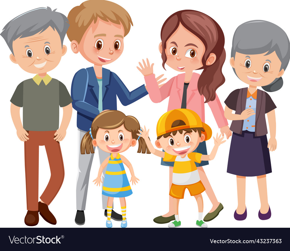 Happy family cartoon character Royalty Free Vector Image