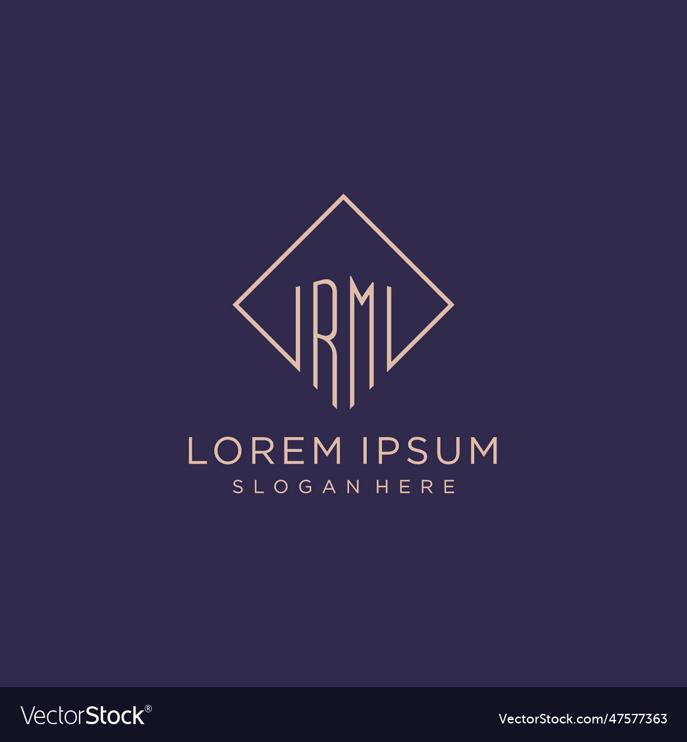 Initials rm logo monogram with rectangle style Vector Image Initials rm logo monogram with rectangle style