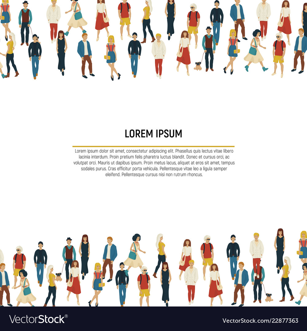 Download Large group of people in the shape of border Vector Image