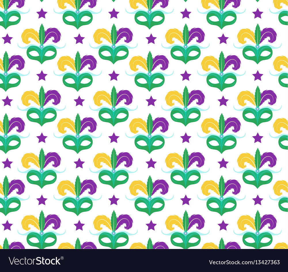 Mardi gras seamless pattern with carnival mask Vector Image