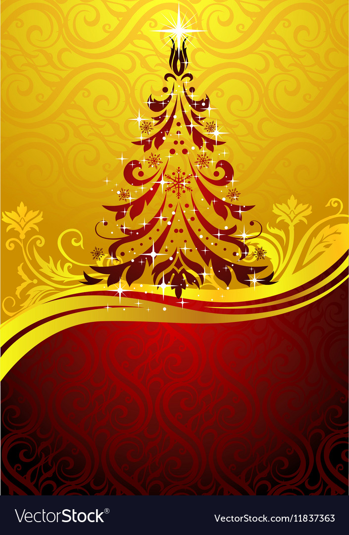 Ornate red christmas tree