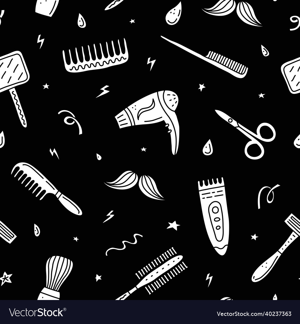 Nahtloses Muster mit Doodle Barber Shop Icons