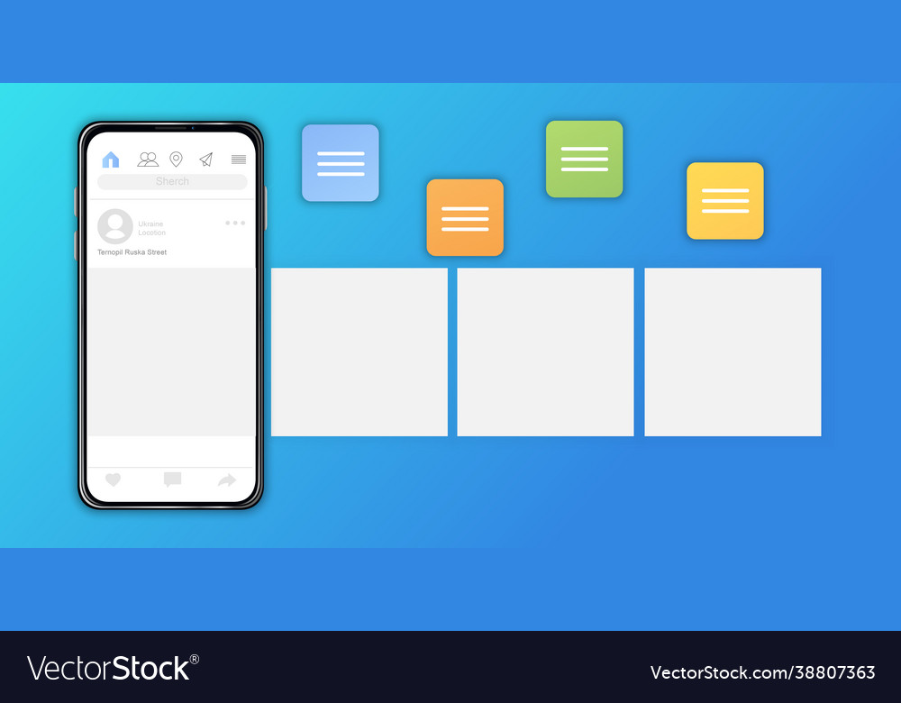 Smartphone with social media interface post vector image Smartphone with social media interface post