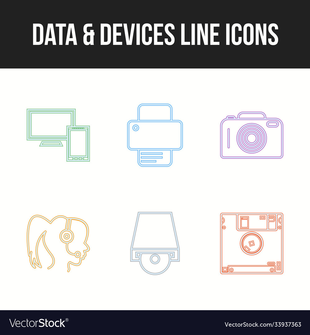 Unique line icon set data and devices