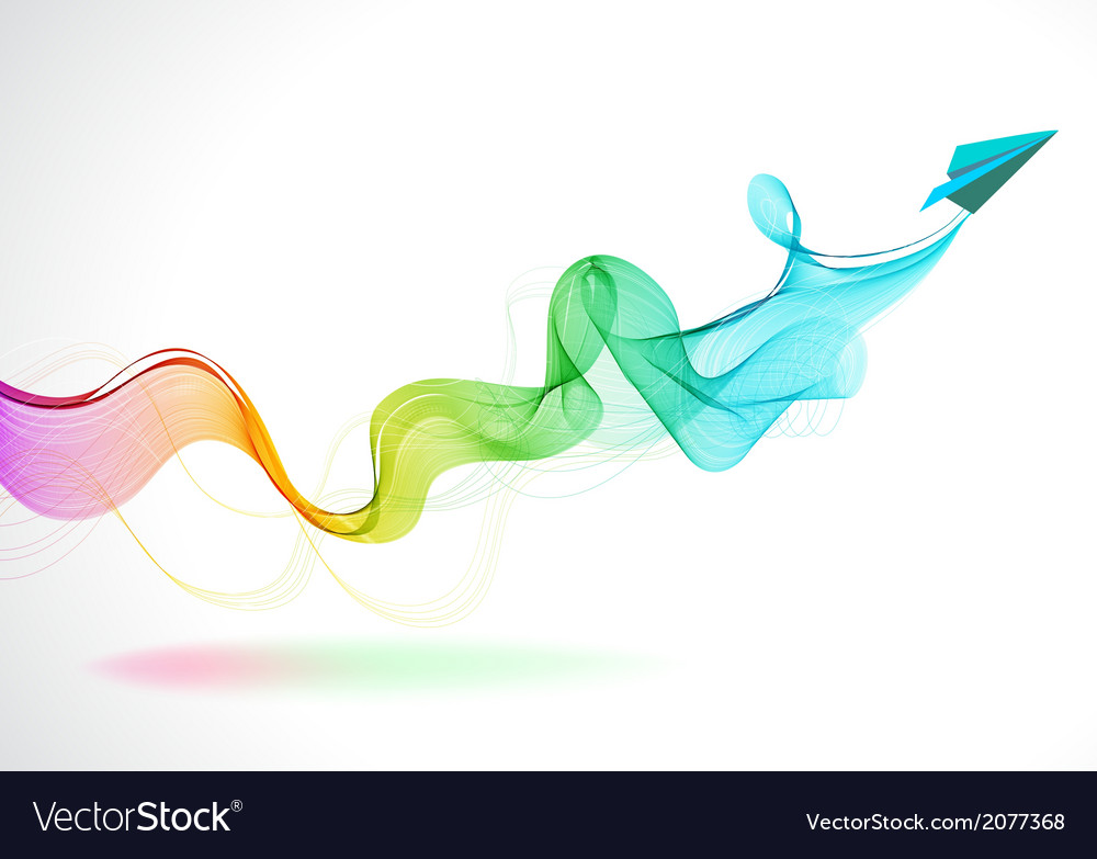 Abstract color background with paper air plane