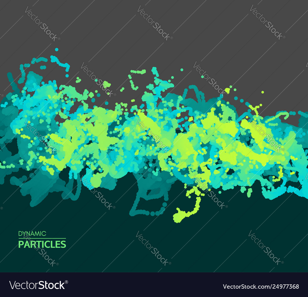 Array with dynamic emitted particles water splash vector image Array with dynamic emitted particles water splash