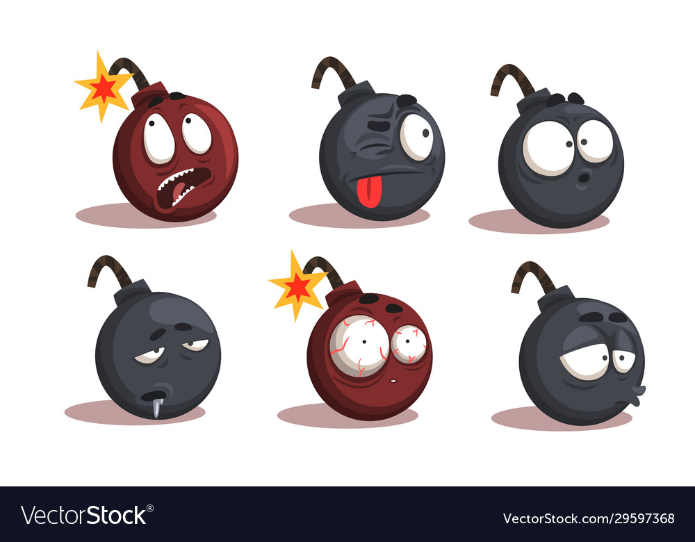 Bomb cartoon characters with funny faces Vector Image Bomb cartoon characters with funny faces Vector Image