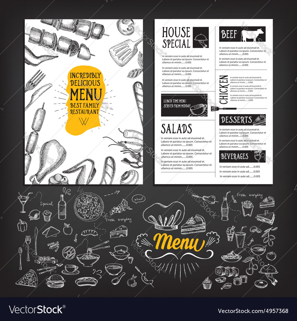 Cafe menu restaurant brochure food design template