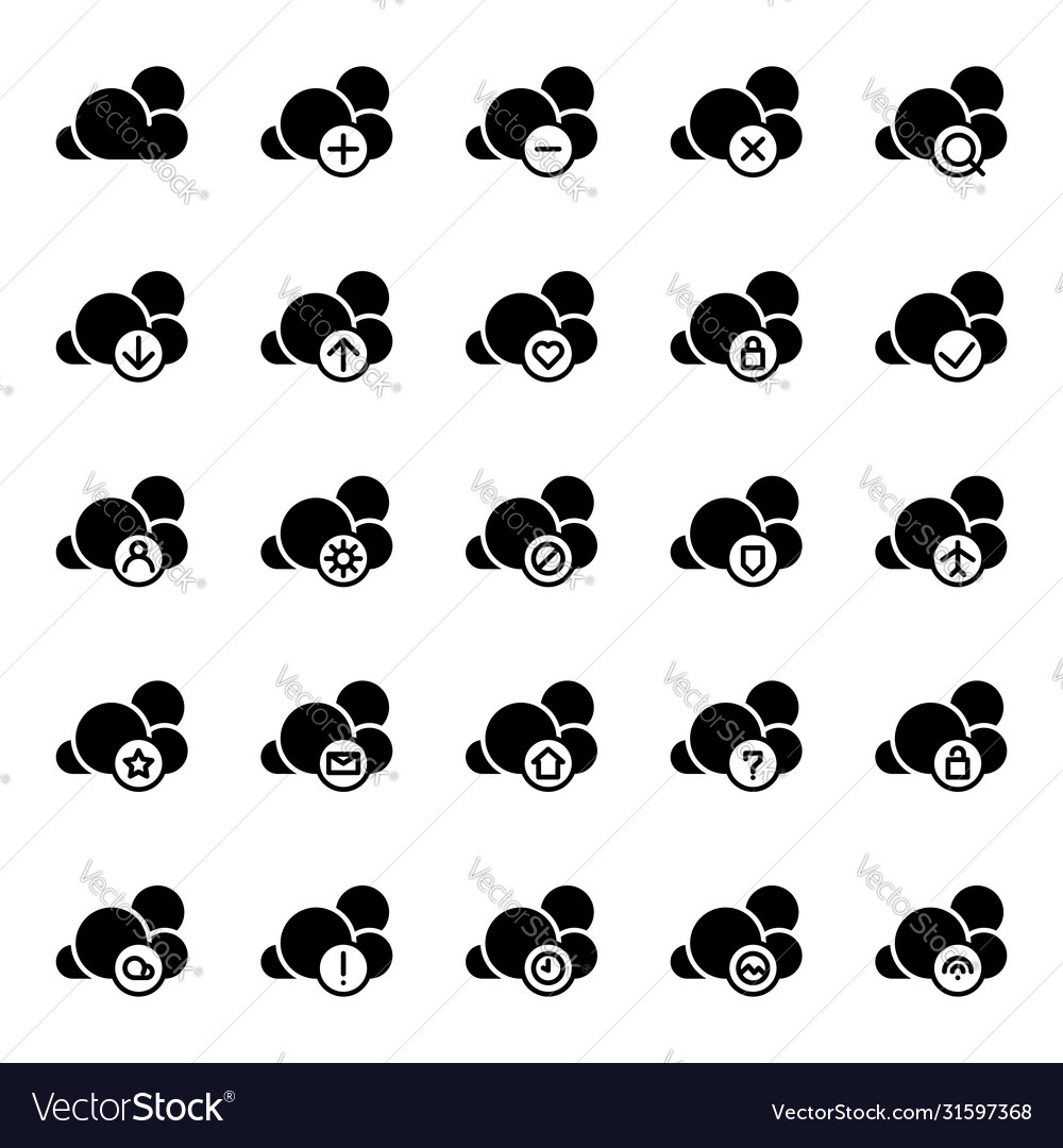 Cloud user interface icon set include vector image Cloud user interface icon set include