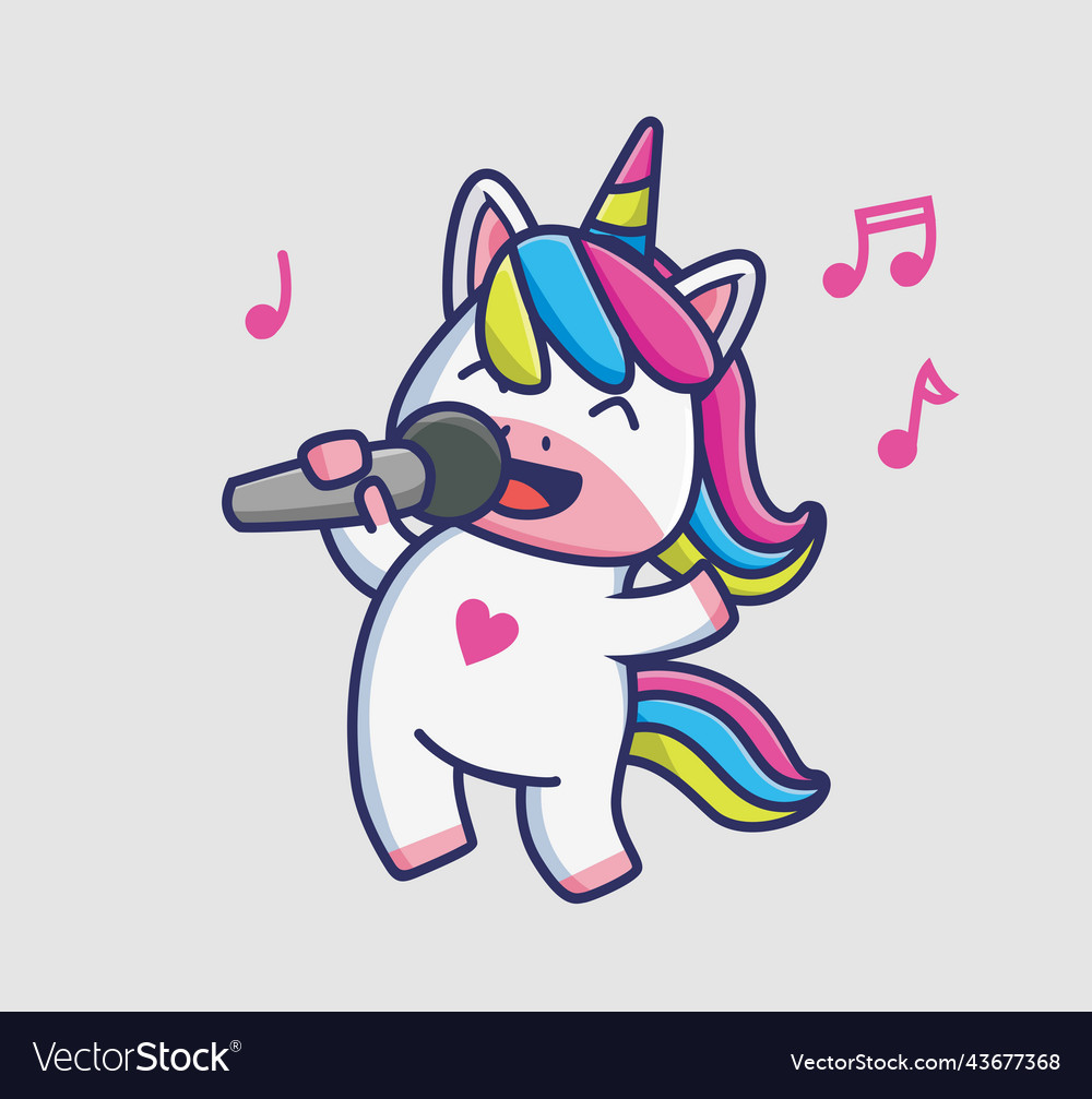 Cute unicorn girls singing cartoon animal nature vector image