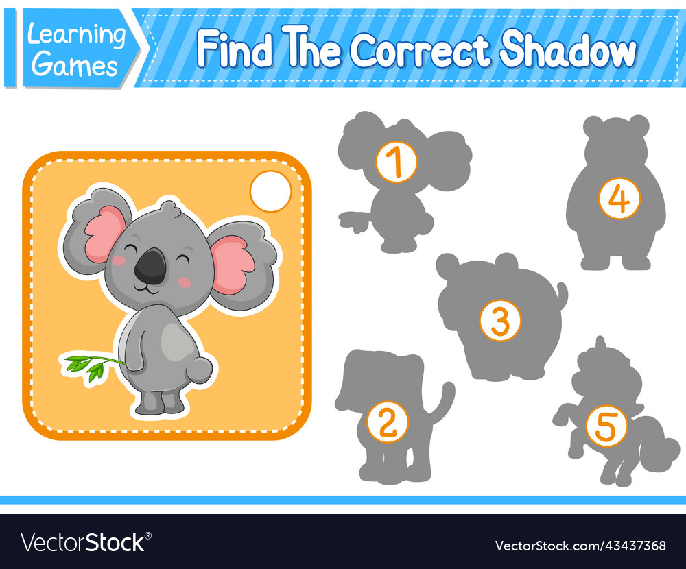 Find the correct shadow and match vector image Find the correct shadow and match