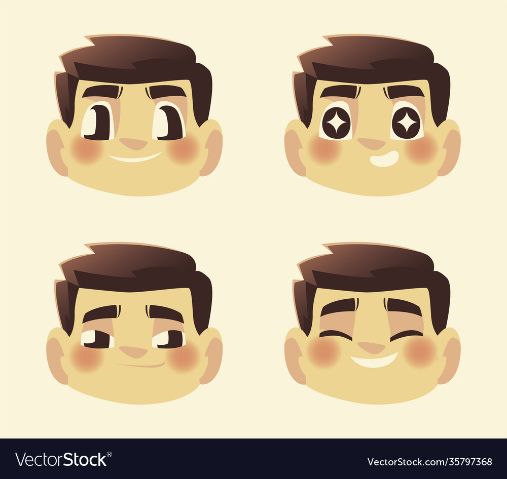 Funny faces man cartoon characters different Vector Image Funny faces man cartoon characters different Vector Image