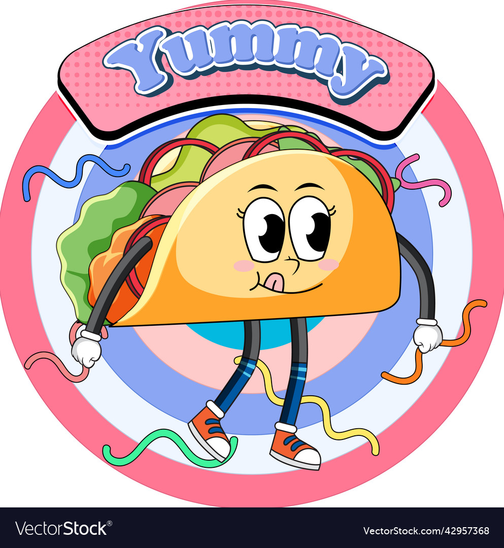 Funny taco cartoon character Royalty Free Vector Image