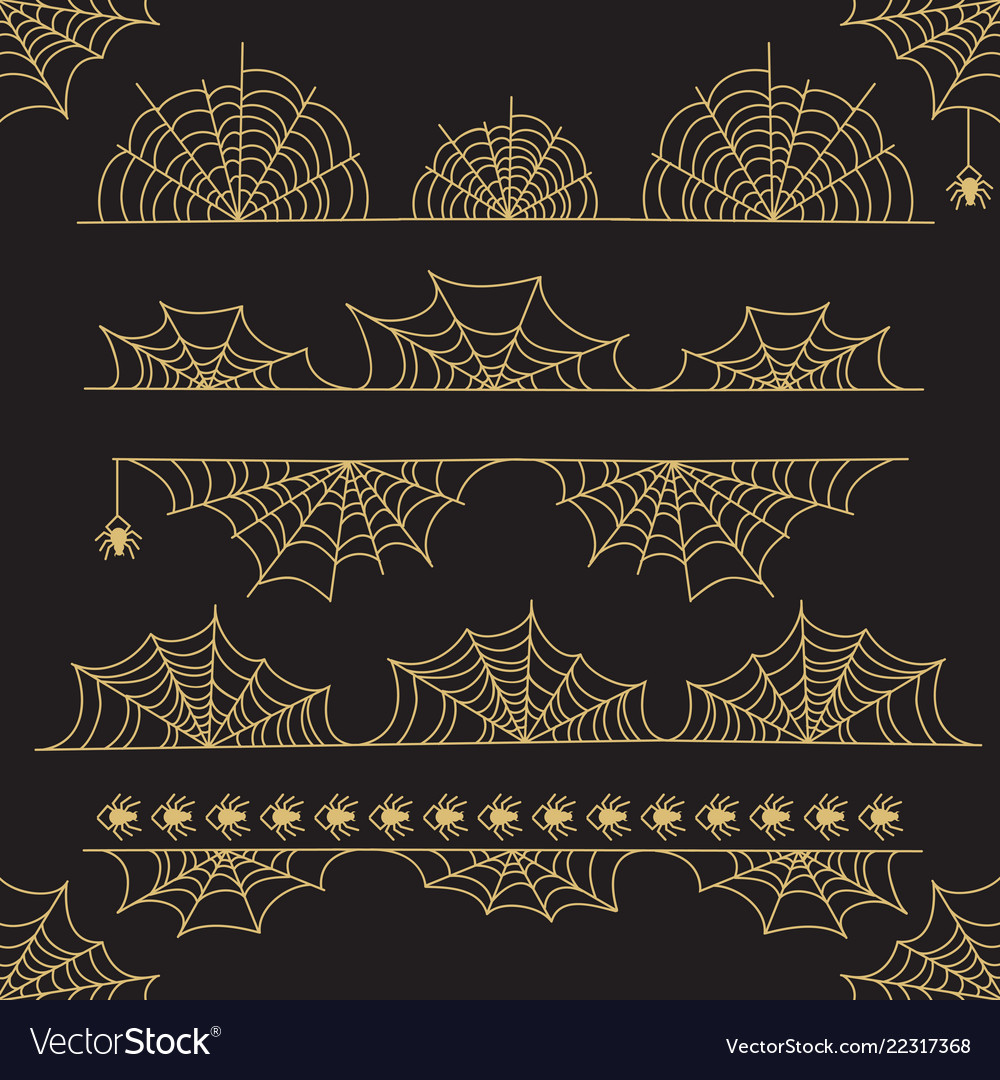 Gold halloween frame border and dividers vector image Gold halloween frame border and dividers