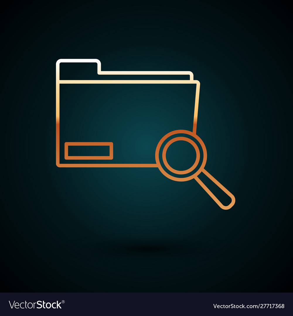 Gold line search concept with folder icon isolated vector image Gold line search concept with folder icon isolated