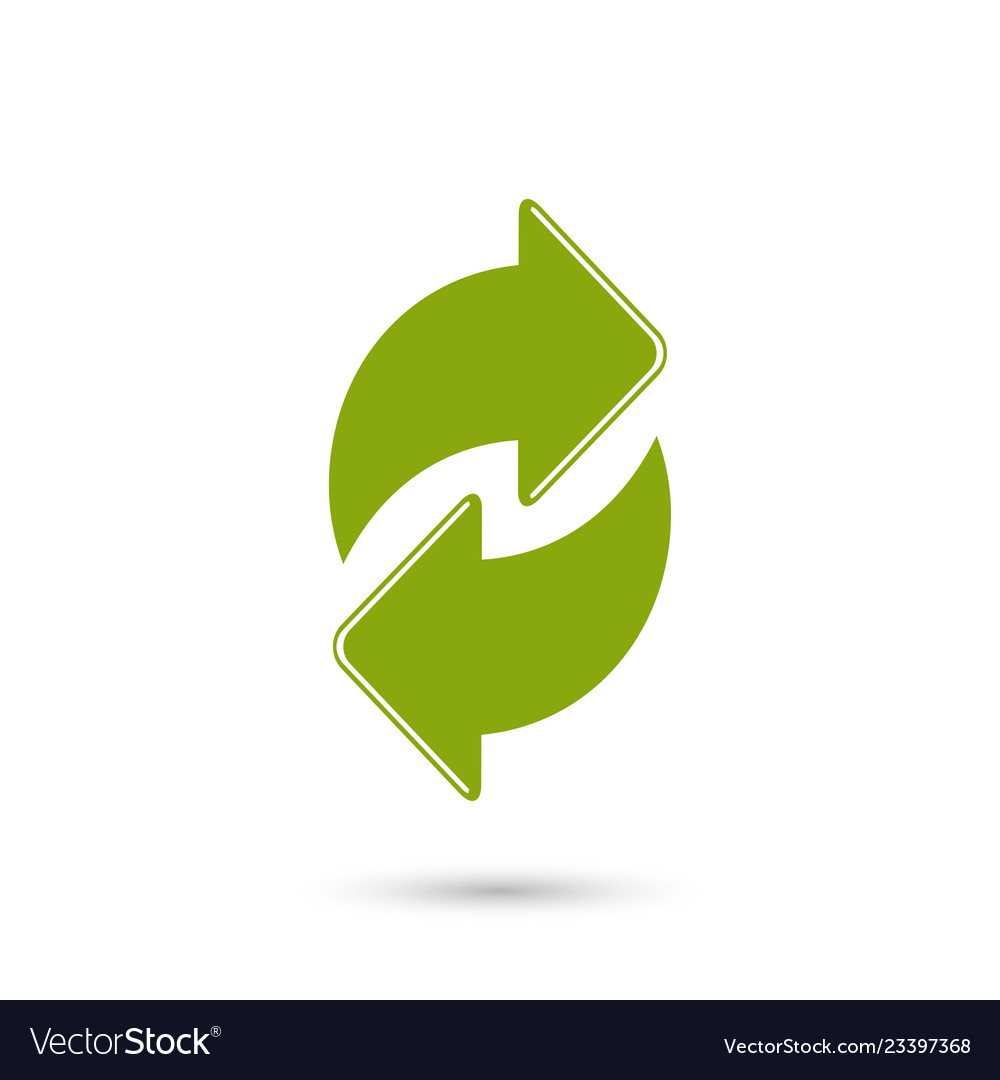 Green refresh icon refresh icon with shadow Vector Image