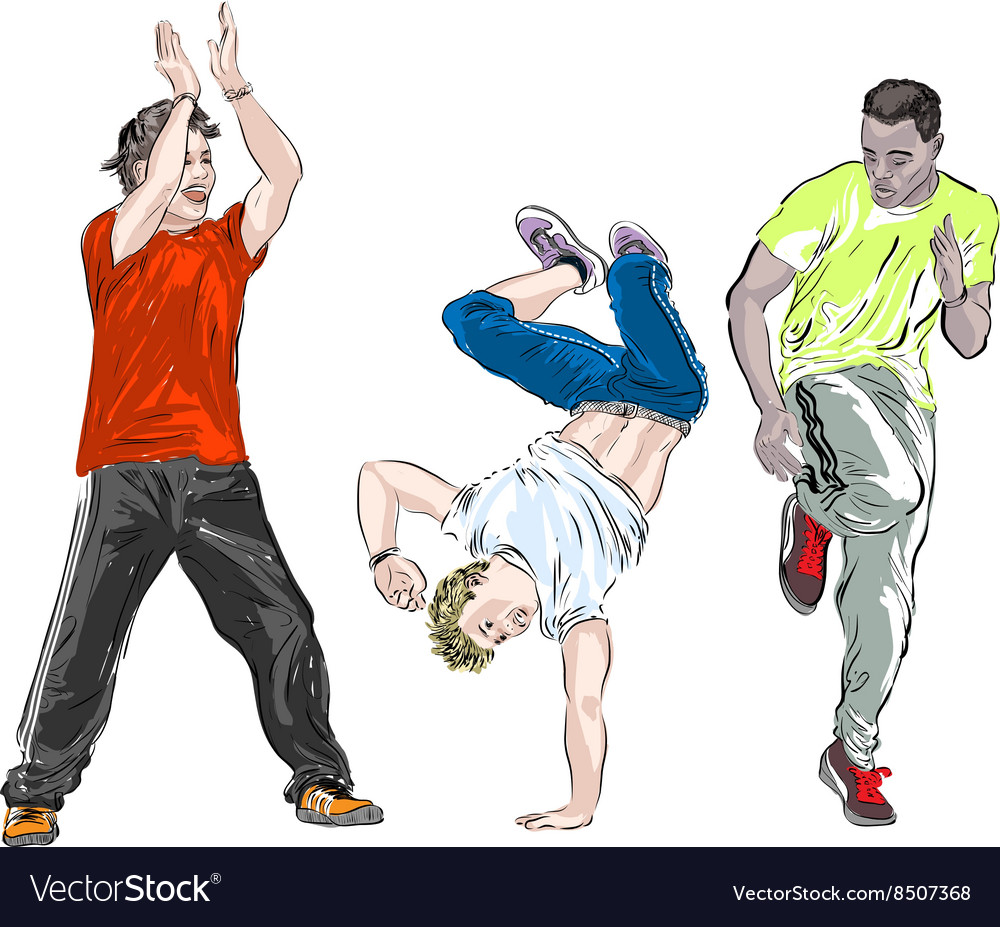 Group men breakdancing Royalty Free Vector Image