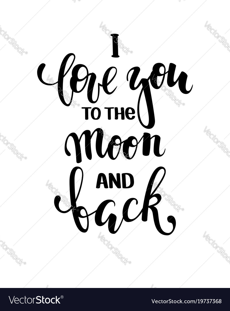 Download I love you to the moon and back hand drawn Vector Image