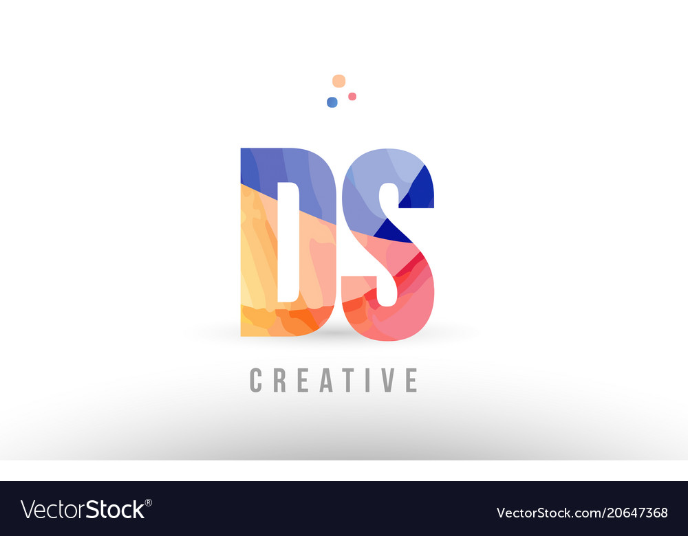 Orange blue alphabet letter ds d s logo icon