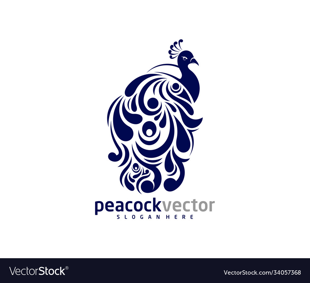 Peacock logo design template bird Royalty Free Vector Image