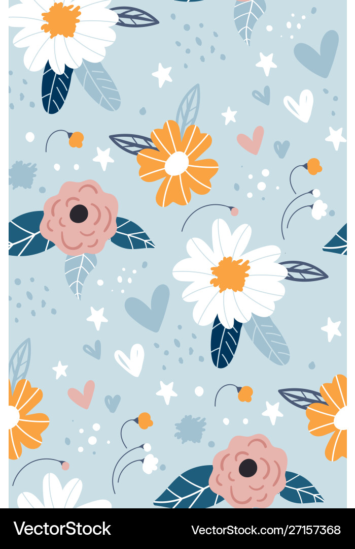 Seamless pattern with creative decorative flowers Vector Image