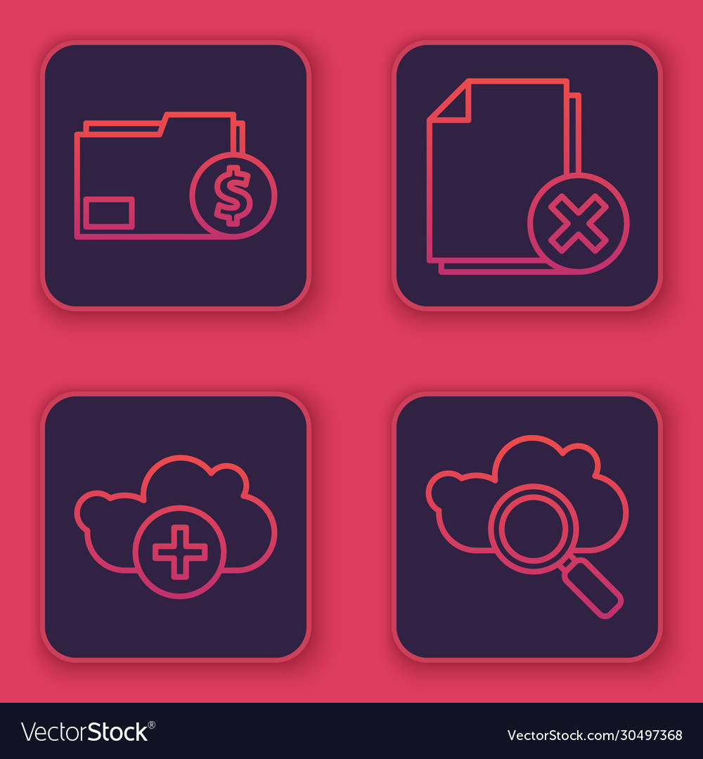 Set line finance document folder add cloud Vector Image Set line finance document folder add cloud