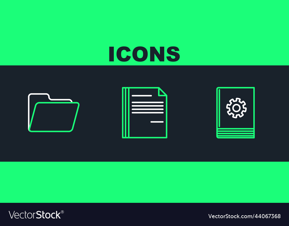 Set line user manual document folder and file vector image Set line user manual document folder and file