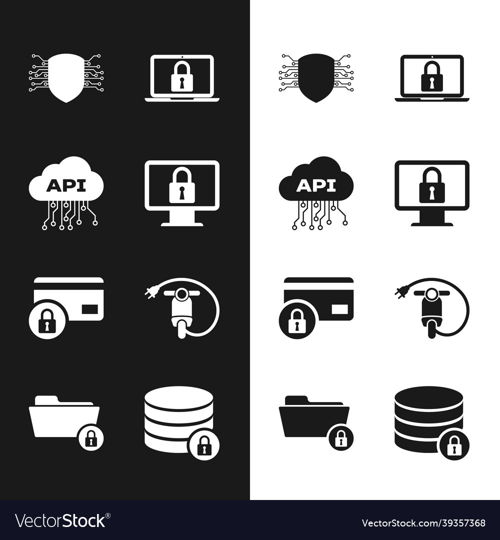 Set lock on monitor cloud api interface cyber vector image Set lock on monitor cloud api interface cyber
