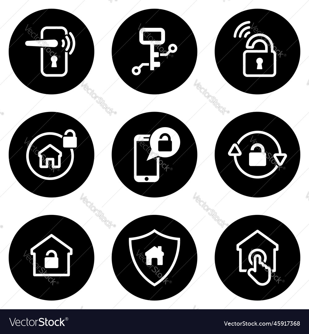 Set of simple icons on a theme smart door lock
